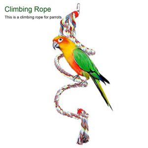 1.6 Meter Parrots Bungee Swing Spiral Climbing Standing Toys with Bell Rope Cotton Perch Birds Supplies for Large Medium Small Parrots