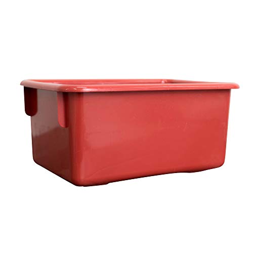 Angeles Red Bin Storage, Small Plastic Bins, Cubby Trays, Classroom Organization for Daycare/Preschool, Toddler Book Shelf Organizer for Kids Toys