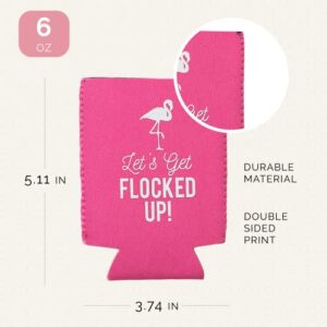 Let's Get Flocked UP!, Set of 12 Pink and White Can Coolers Cups, Flamingo Can Coolers Perfect Flamingo Party Supplies, Final Flamingle Bachelorette Party, and Bridal Showers