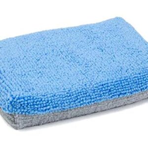 [Saver Applicator Terry] Microfiber Ceramic Coating Applicator Sponge with Plastic Barrier - 12 pack (Blue/Gray, Thin)