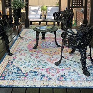 Ladole Rugs Multicolor Traditional Indoor/Outdoor Area Rug - Durable Soft Carpet for Living Room, Bedroom, Entrance, and Hallway - 5x8 (5'3" x 7'5", 160cm x 230cm)