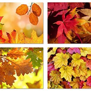 Fall Leaves Blank Note Cards - 12 Pack - Greeting Cards with Envelopes - 4 Unique Designs - 5.5"x4.25" (12 Pack)