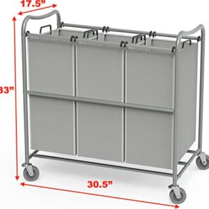 SimpleHouseware Heavy-Duty 3-Bag Laundry Sorter Cart, Silver