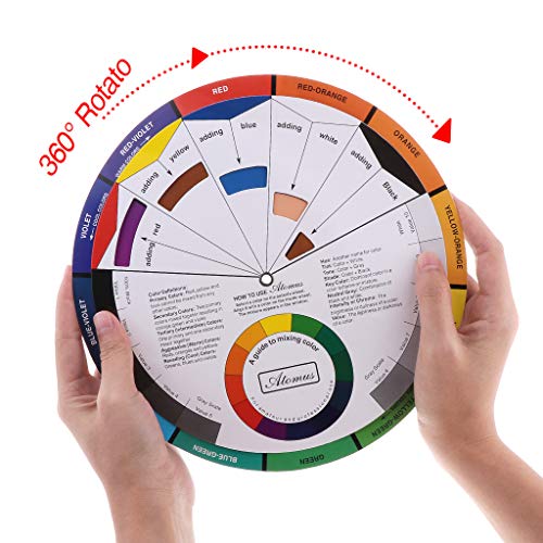 JimKing Creative Color Wheel, Paint Mixing Learning Guide Art Class Teaching Tool for Makeup Blending Board Chart Color Mixed Guide Mix Colours (9.25inch)