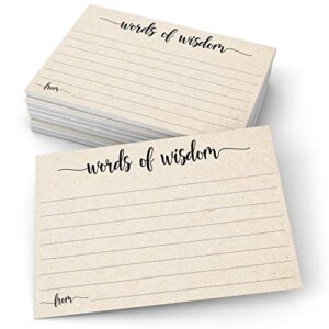 321done words of wisdom card (50 cards) 4" x 6" - blank advice cards for wedding bridal shower baby shower mr and mrs bride and groom graduation - made in usa - kraft tan