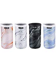 CM Pack of 4 Soft Neoprene Slim Can Cooler Skinny Can Sleeve Insulator Cover for 12 Fluid Oz Beverage, Energy Drink, Beer Slim Cans Skinny Cans