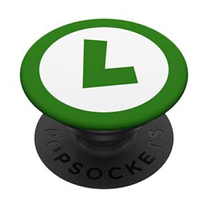 super green letter "l" video game icon logo popsockets popgrip: swappable grip for phones & tablets