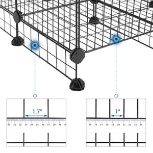 SONGMICS Pet Playpen Includes Zip Ties, Customizable Animal Fence with Storage, Door, Metal Wire Pen Fence for Small Animals, Bunnies, Rabbits, Puppy Guinea Pigs, for Indoor Use, Black ULPI03H