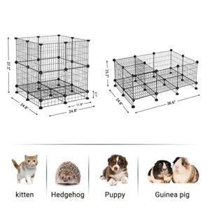 SONGMICS Pet Playpen Includes Zip Ties, Customizable Animal Fence with Storage, Door, Metal Wire Pen Fence for Small Animals, Bunnies, Rabbits, Puppy Guinea Pigs, for Indoor Use, Black ULPI03H