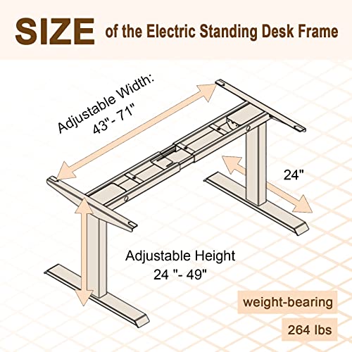 AITERMINAL Electric Standing Desk Frame Dual Motor Height Adjustable Desk Motorized Stand Up Desk-Black(Frame Only)