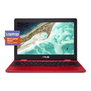 asus chromebook c223 11.6" hd chromebook laptop, intel dual-core celeron n3350 processor (up to 2.4ghz), 4gb ram, 32gb emmc storage, premium design, red, c223na-dh02-rd