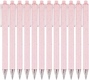 riancy 12 pcs retractable gel pens set with black ink - best pens for smooth writing & comfortable grip - cute pink pens for journaling - great for school, office, or personal use