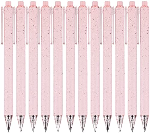 RIANCY 12 PCS Retractable Gel Pens Set with Black Ink - Best Pens for Smooth Writing & Comfortable Grip - Cute Pink Pens for Journaling - Great for School, Office, or Personal Use