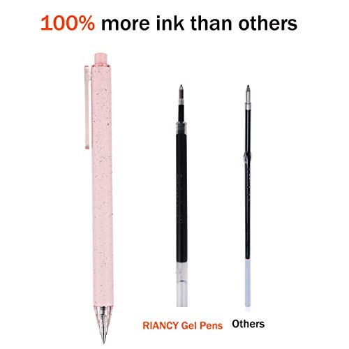 RIANCY 12 PCS Retractable Gel Pens Set with Black Ink - Best Pens for Smooth Writing & Comfortable Grip - Cute Pink Pens for Journaling - Great for School, Office, or Personal Use