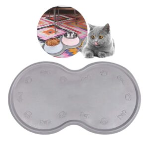 pet feeding mat cat & dog mats for food & water - flexible and easy to clean feeding mat - non-slip waterproof feeding mat for dog food & water bowls nontoxic rubber gray…