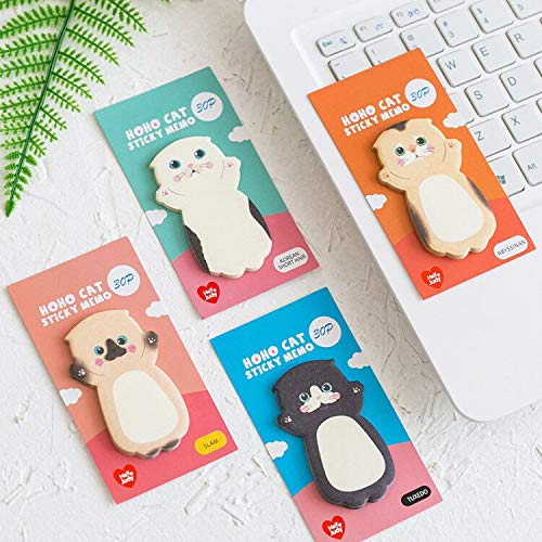 Kawaii School Supplies - Cat Stationery Set, 6 Gel Pens, 120 Sticky Memos, 6 Sticker Sheets & 1 Sticker Album( 8 Sheets), 240 Bookmark Page Flags - Cute Japanese Style Office Supplies- Gift for Girls