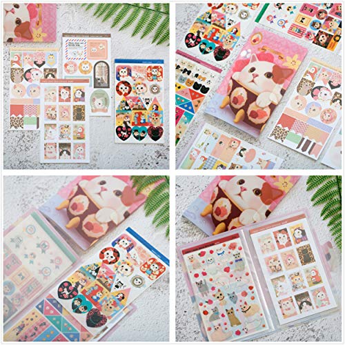 Kawaii School Supplies - Cat Stationery Set, 6 Gel Pens, 120 Sticky Memos, 6 Sticker Sheets & 1 Sticker Album( 8 Sheets), 240 Bookmark Page Flags - Cute Japanese Style Office Supplies- Gift for Girls