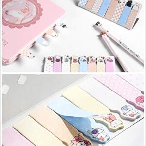 Kawaii School Supplies - Cat Stationery Set, 6 Gel Pens, 120 Sticky Memos, 6 Sticker Sheets & 1 Sticker Album( 8 Sheets), 240 Bookmark Page Flags - Cute Japanese Style Office Supplies- Gift for Girls