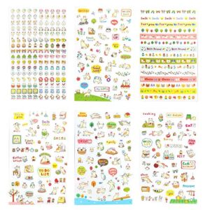 Kawaii School Supplies - Cat Stationery Set, 6 Gel Pens, 120 Sticky Memos, 6 Sticker Sheets & 1 Sticker Album( 8 Sheets), 240 Bookmark Page Flags - Cute Japanese Style Office Supplies- Gift for Girls