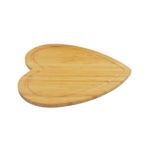 bestonzon heart-shaped bamboo cutting board - cheese board salad plate dinner plate cake plate - miniature cutting board - brown
