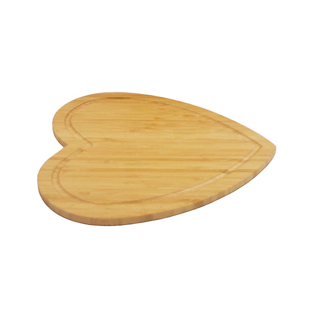 BESTONZON Heart-Shaped Bamboo Cutting Board - Cheese Board Salad Plate Dinner Plate Cake Plate - Miniature Cutting Board - Brown