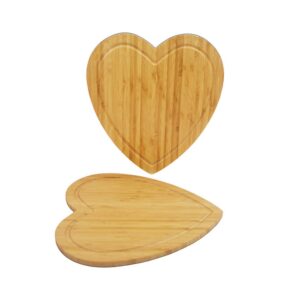 BESTONZON Heart-Shaped Bamboo Cutting Board - Cheese Board Salad Plate Dinner Plate Cake Plate - Miniature Cutting Board - Brown