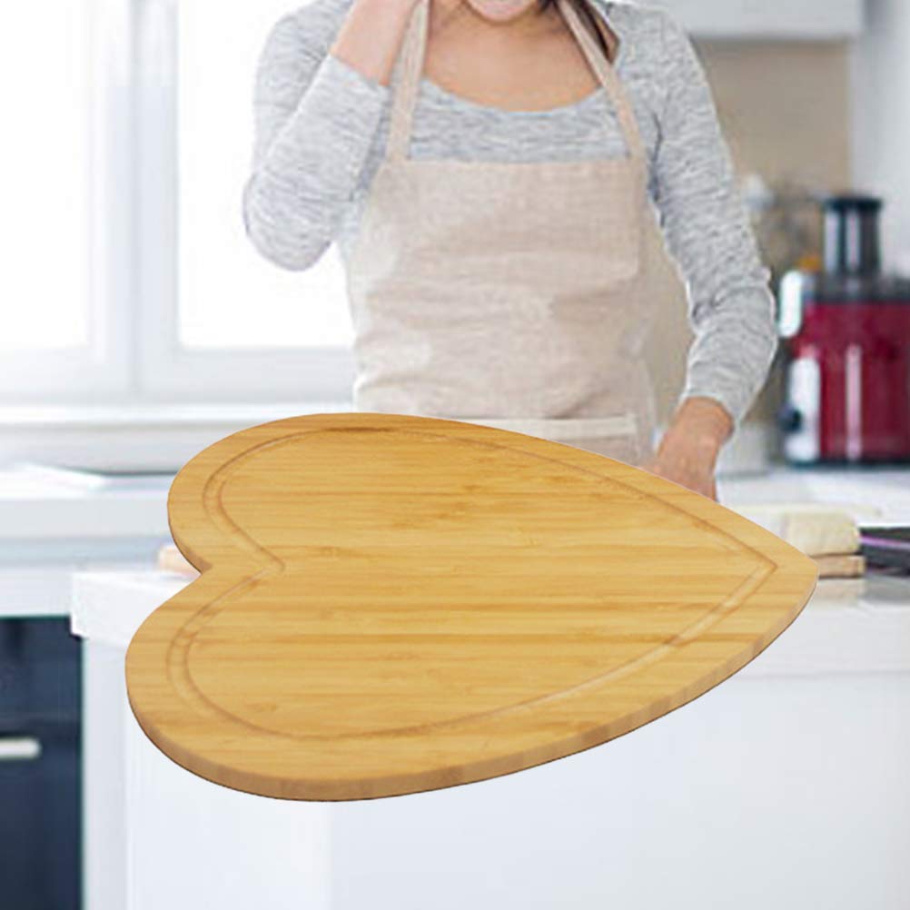 BESTONZON Heart-Shaped Bamboo Cutting Board - Cheese Board Salad Plate Dinner Plate Cake Plate - Miniature Cutting Board - Brown