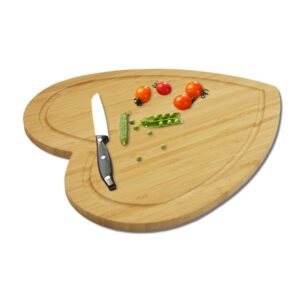 BESTONZON Heart-Shaped Bamboo Cutting Board - Cheese Board Salad Plate Dinner Plate Cake Plate - Miniature Cutting Board - Brown