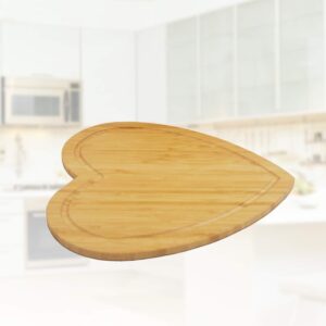 BESTONZON Heart-Shaped Bamboo Cutting Board - Cheese Board Salad Plate Dinner Plate Cake Plate - Miniature Cutting Board - Brown