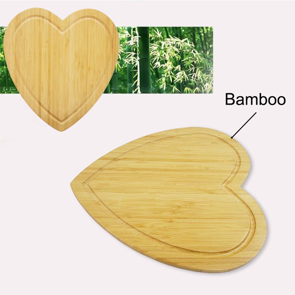 BESTONZON Heart-Shaped Bamboo Cutting Board - Cheese Board Salad Plate Dinner Plate Cake Plate - Miniature Cutting Board - Brown