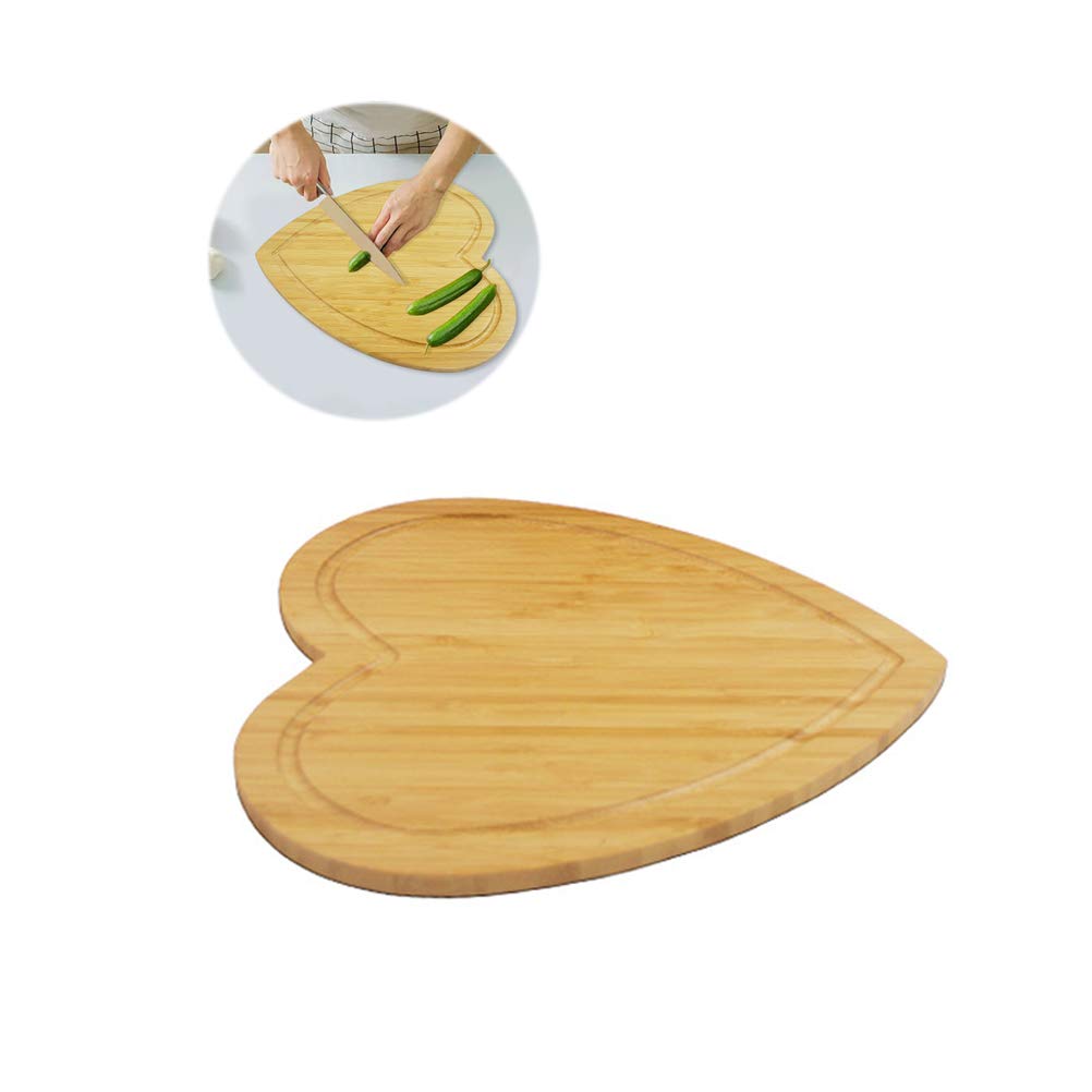 BESTONZON Heart-Shaped Bamboo Cutting Board - Cheese Board Salad Plate Dinner Plate Cake Plate - Miniature Cutting Board - Brown