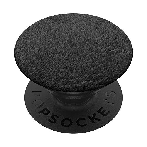 Faux Leather Black Pop Phone Grip- Black Leather Look PopSockets PopGrip: Swappable Grip for Phones & Tablets