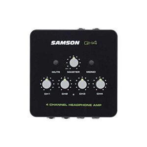 Samson QH4 4-Channel Studio Headphone Amplifier + 2 Stereo Headphones + 2 Stereo Interconnect Cable, Photo4Less Clean Cloth - Top Value Amplifier Bundle