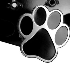 Dog Animal Paw Foot Emblem Metal Trailer Hitch Cover (Fit 2" Receivers, Chrome/Black)