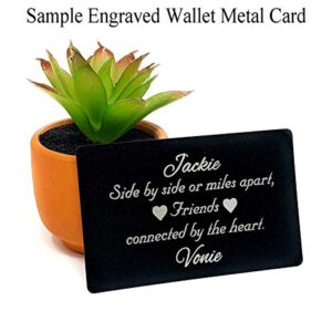 Personalized Message Engraved on Both Sides Metal Wallet Card - Anniversary for Men and Woman, Engraved Wallet Inserts, Love Note, Deployment, Boyfriend, Husband Wife (Black)