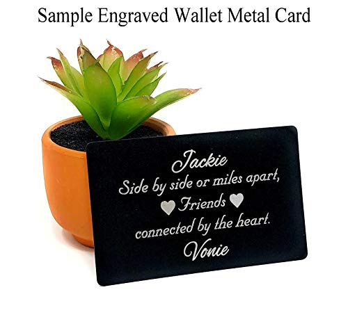 Personalized Message Engraved on Both Sides Metal Wallet Card - Anniversary for Men and Woman, Engraved Wallet Inserts, Love Note, Deployment, Boyfriend, Husband Wife (Black)