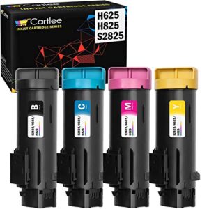 cartlee compatible toner cartridges replacement for dell h825 toner h625cdw s2825 mfp h625cdw s2825cdn h625 cdw h825cdw smart color printer ink (1 black, 1 cyan, 1 magenta, 1 yellow)