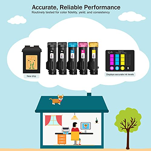 Cartlee 5 Compatible Toner Cartridges Replacement for Dell H825 Toner H625cdw S2825 MFP H625CDW S2825CDN H625 CDW H825cdw Smart Color Printer Ink (2 Black, 1 Cyan, 1 Magenta, 1 Yellow)