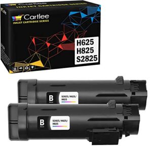 cartlee 2 black compatible high yield laser toner cartridges replacement for dell h625cdw h825cdw s2825cdn h625 h825 s2825 smart color multifunction printers ink