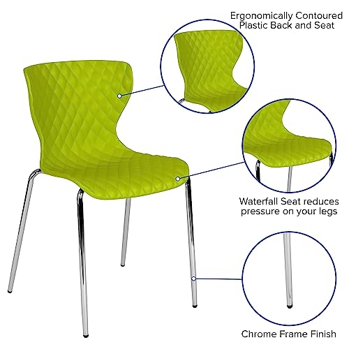 Flash Furniture 4 Pack Lowell Contemporary Design Citrus Green Plastic Stack Chair