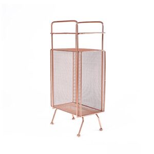 newspaper baskets creative corner magazine rack wrought iron simple racks living room multi-purpose storage rack, 34 23 73cm (color : rose gold)