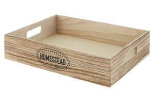 premier housewares rustic homestead crate, natural, paulownia wood, plywood
