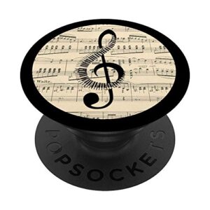 piano pop socket - antique sheet music - treble clef popsockets popgrip: swappable grip for phones & tablets