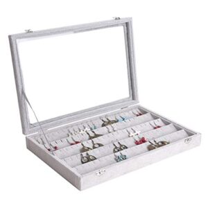 AUTOARK Ice Velvet Clear Lid 55 Pairs Earring Tray Showcase Display Organizer,AJ-024