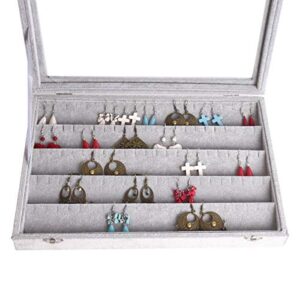 AUTOARK Ice Velvet Clear Lid 55 Pairs Earring Tray Showcase Display Organizer,AJ-024