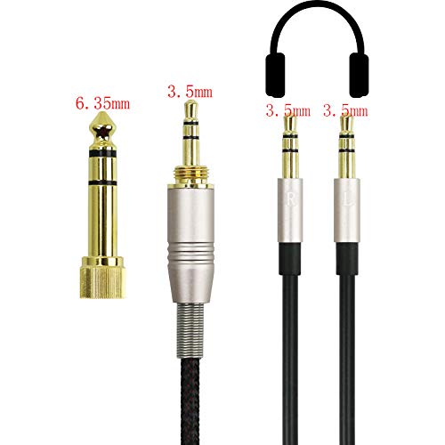 NEW NEOMUSICIA Replacement Cable Compatible with Hifiman HE4XX, HE-400i (The Latest Version with Both 3.5mm Plug) Headphones 3.5mm / 6.35mm to Dual 3.5mm Jack Male Cord 1.2m/4ft