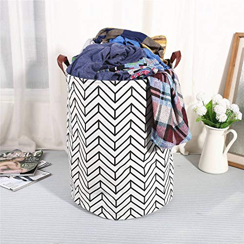 Large Storage Bin 19.7 x 15.7 Inch, ZUEXT Ramie Cotton Canvas Fabric Foldable Storage Basket with Handles, Toy Box/Toy Storage/Toy Organizer, Decorative Laundry Basket/Nursery Hamper (Wheat Ears)