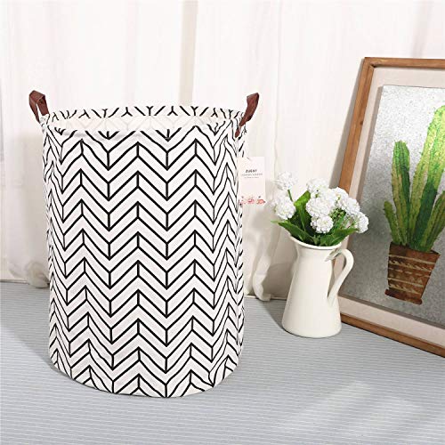 Large Storage Bin 19.7 x 15.7 Inch, ZUEXT Ramie Cotton Canvas Fabric Foldable Storage Basket with Handles, Toy Box/Toy Storage/Toy Organizer, Decorative Laundry Basket/Nursery Hamper (Wheat Ears)