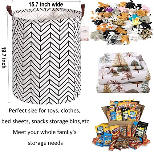 Large Storage Bin 19.7 x 15.7 Inch, ZUEXT Ramie Cotton Canvas Fabric Foldable Storage Basket with Handles, Toy Box/Toy Storage/Toy Organizer, Decorative Laundry Basket/Nursery Hamper (Wheat Ears)