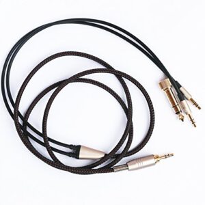 new neomusicia replacement cable compatible with hifiman he4xx, he-400i (the latest version with dual 3.5mm plug) headphones 3.5mm & 6.35mm to dual 3.5mm jack male cord 2m/6.6ft